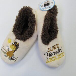 Women's Size 5/6 Small Snoozies! Horse Print Pairables Slippers NEW